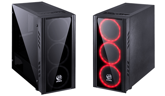 Gabinete Gamer Pcyes Saturn Mid Tower Fans Red Lateral De