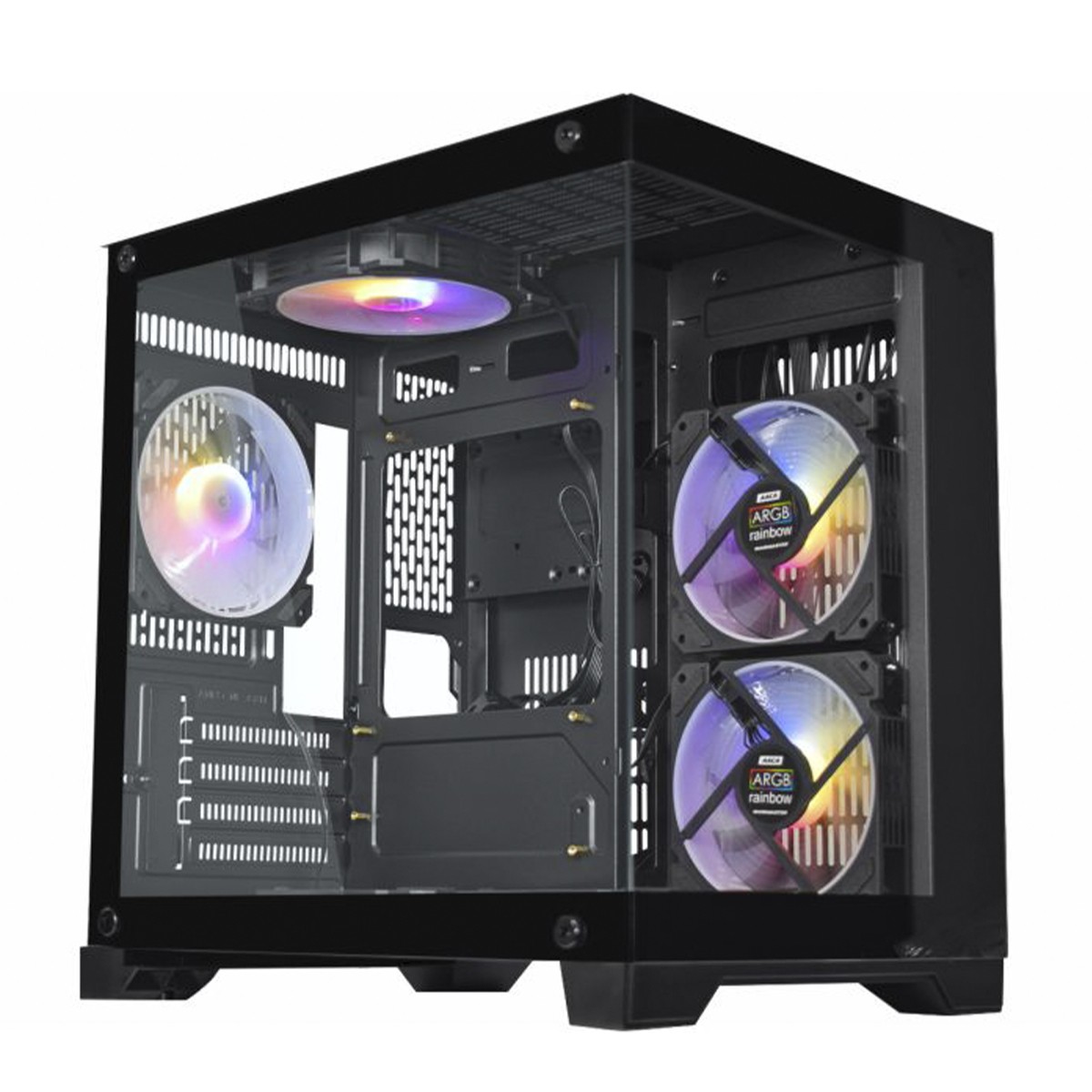 Gabinete Gamer K MEX Space Aqua Black Mini Tower Vidro Temperado M