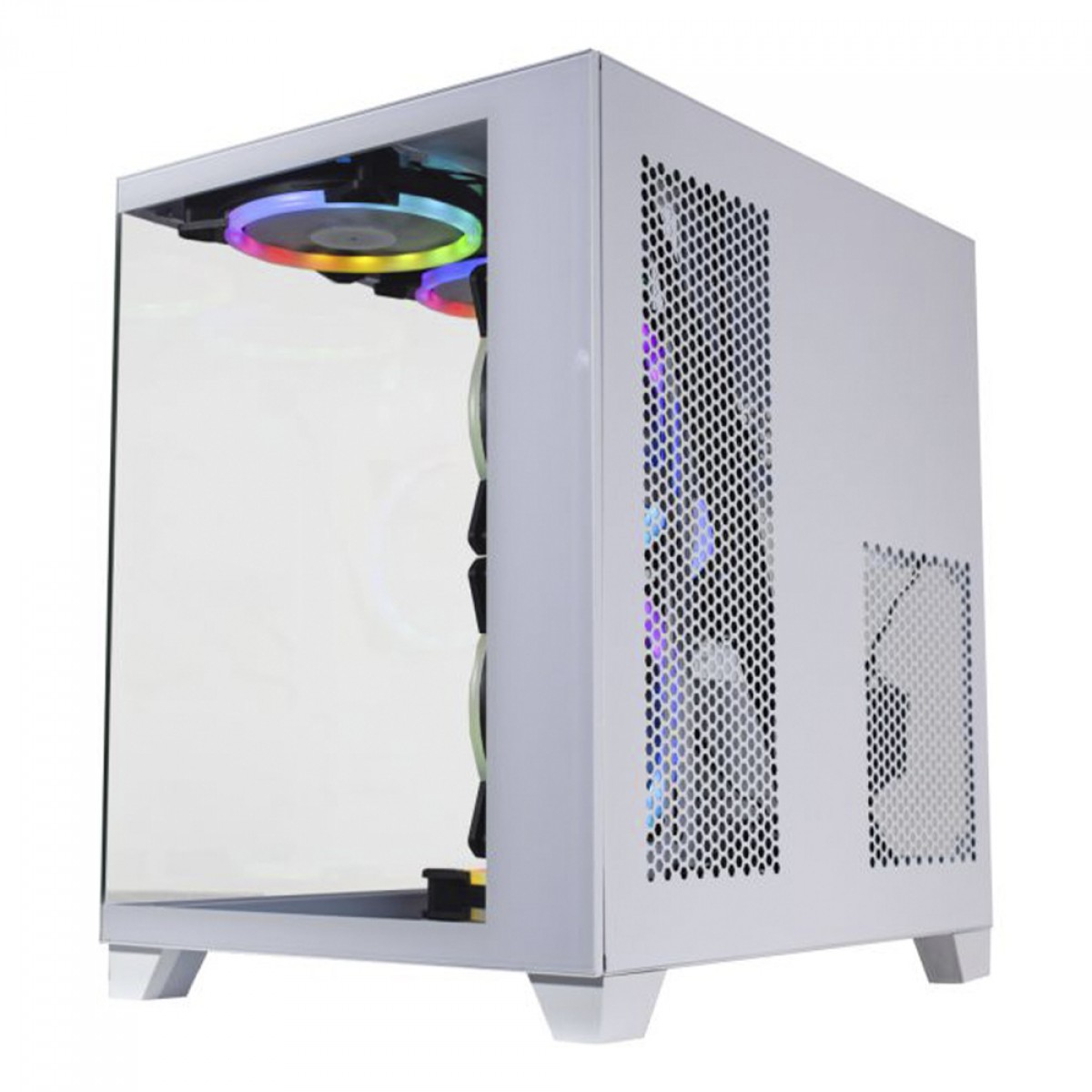 Gabinete Gamer K MEX Space Aqua II White Mini Tower Vidro Temperado