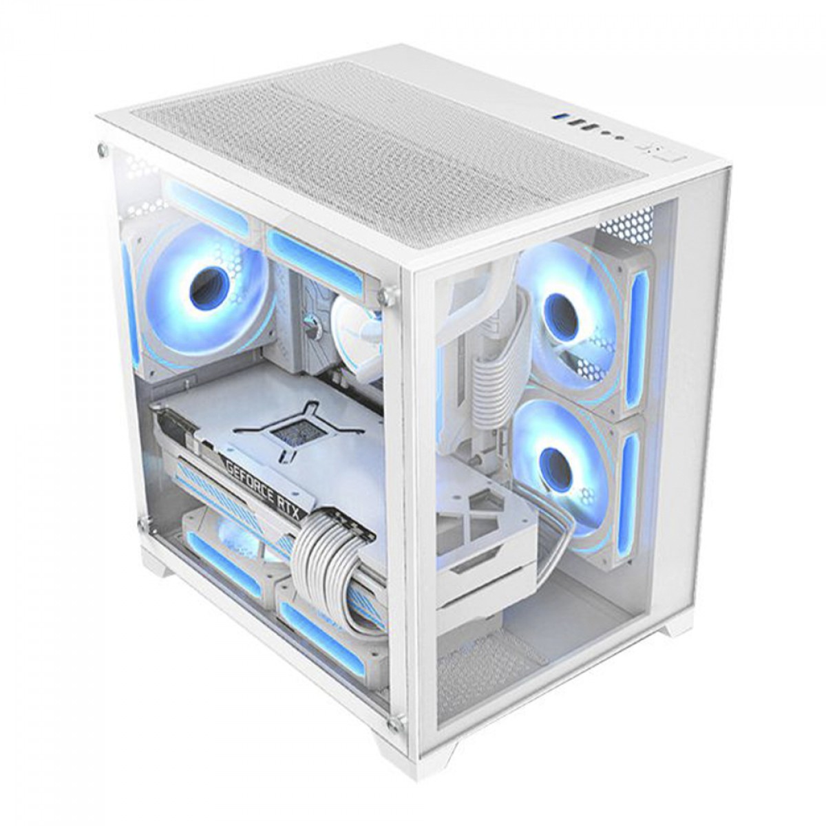 Gabinete Gamer K Mex Space Y Mini Tower Vidro Temperado M Atx White