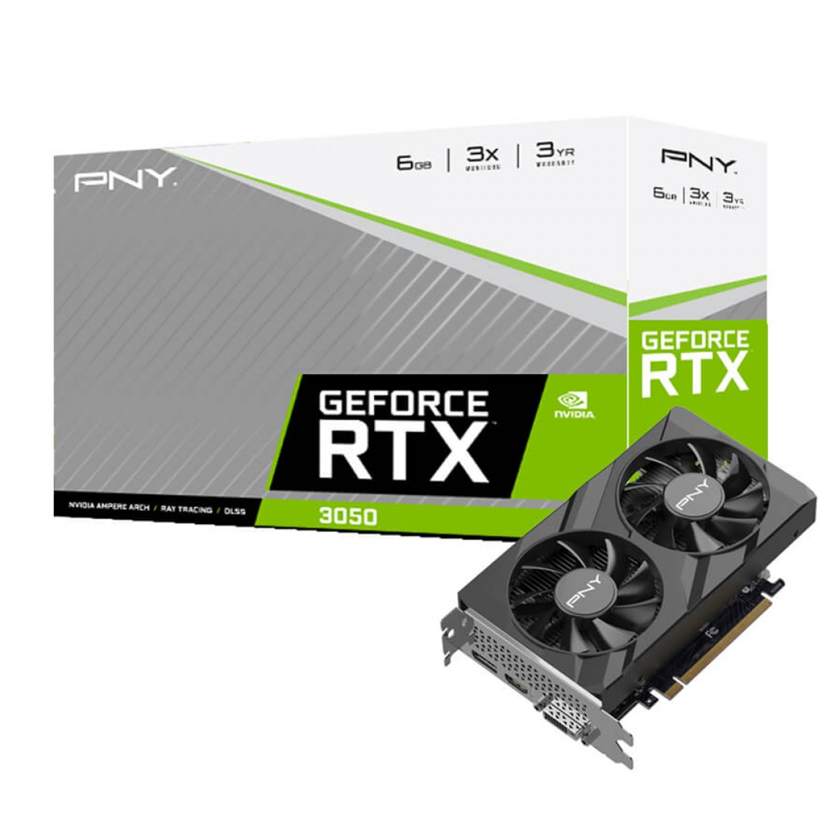 Placa de Vídeo PNY NVIDIA GeForce RTX 3050 Verto Dual Fan 6 GB GDDR6