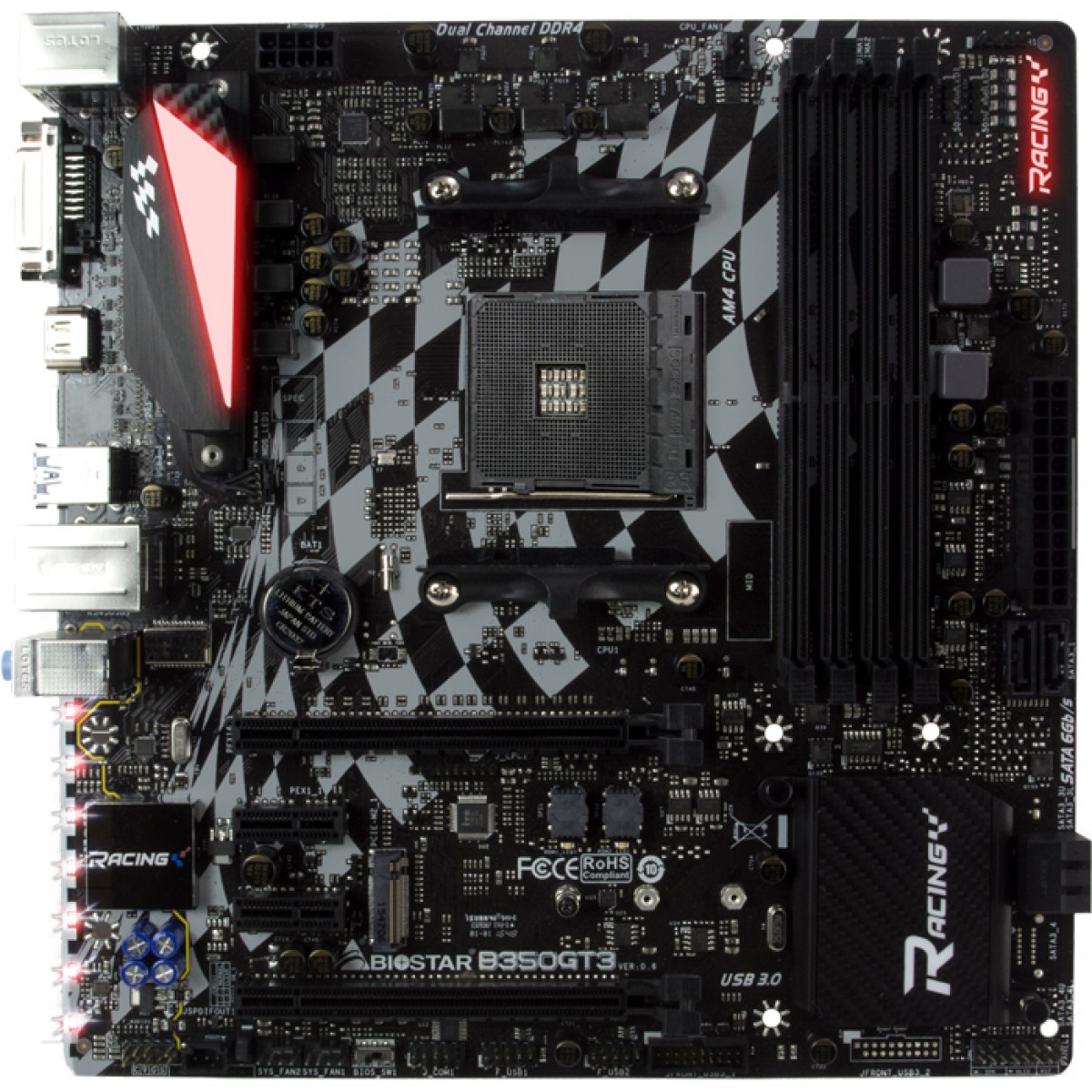 Placa Mãe Biostar Racing B350GT3 Chipset B350 AMD AM4 mATX DDR4