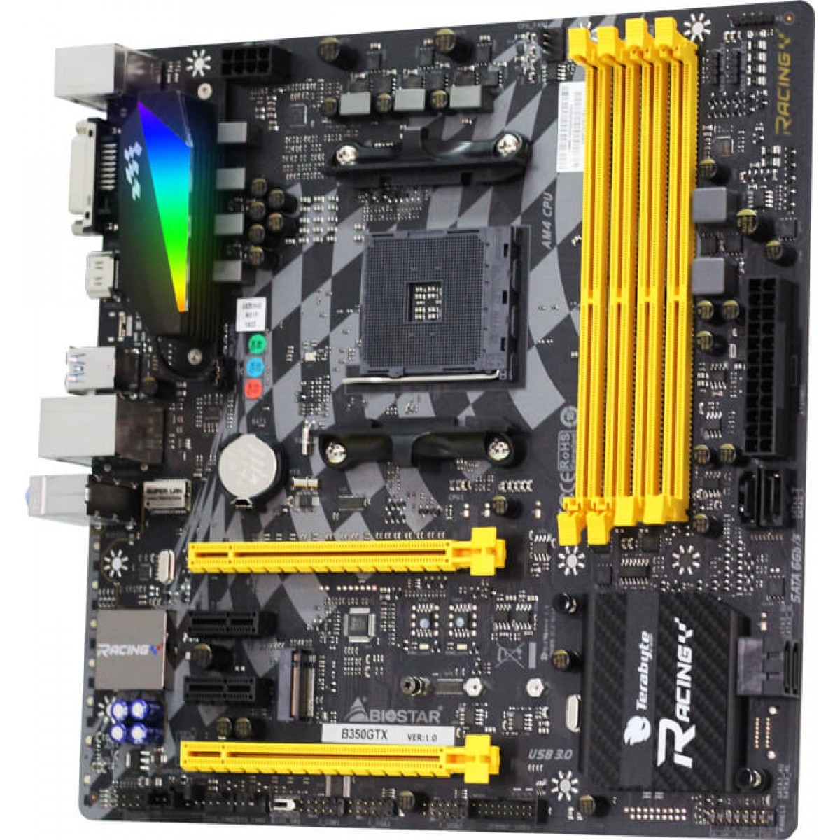 Placa Mãe Biostar Racing B350GTX Chipset B350 AMD AM4 DDR4 Open Box