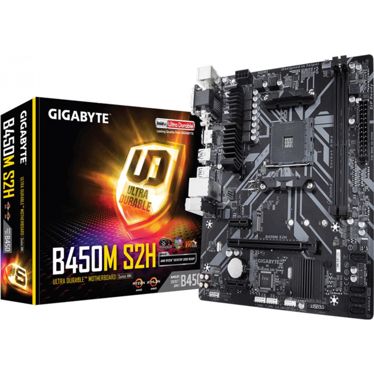 Placa Mãe Gigabyte B450M S2H Chipset B450 AMD AM4 mATX DDR4 Open Box