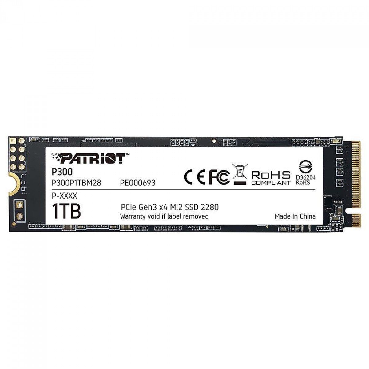 SSD Patriot P300 1TB M 2 2280 NVME PCIe Leitura 2100MBs e Gravação