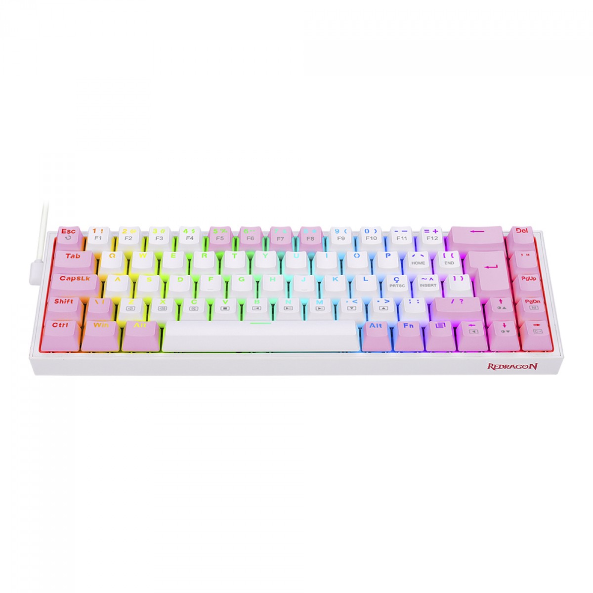 Teclado Mecânico Gamer Redragon Castor RGB Switch Blue ABNT2 White