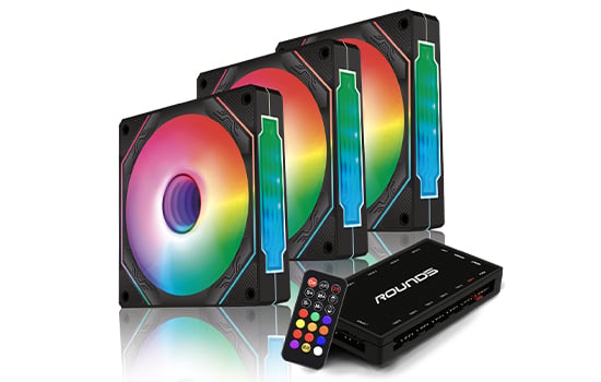 Kit Fan com 3 Unidades Round5 Aurora Black, ARGB, 120mm, Com ...