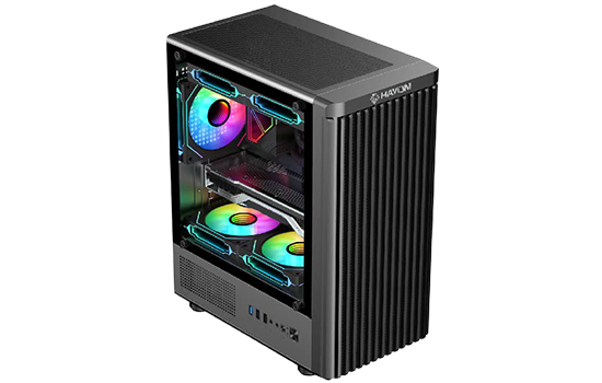 GABINETE GAMER HAYOM GB1727, MID TOWER, LATERAL EM VIDRO, M-ATX, COM 3 FANS, SEM FONTE, PRETO