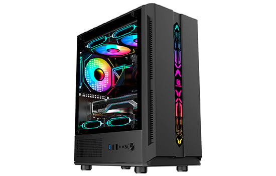 GABINETE GAMER HAYOM GB1726 MID TOWER, VIDRO TEMPERADO, M-ATX, SEM FONTE, SEM FANS, PRETO