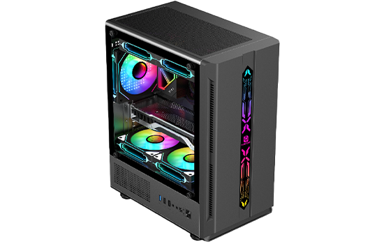 GABINETE GAMER HAYOM GB1726 MID TOWER, VIDRO TEMPERADO, M-ATX, SEM FONTE, SEM FANS, PRETO