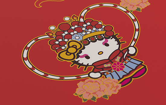 Mousepad Gamer Akko Hello Kitty Peking Opera, 900x400x4mm, Red