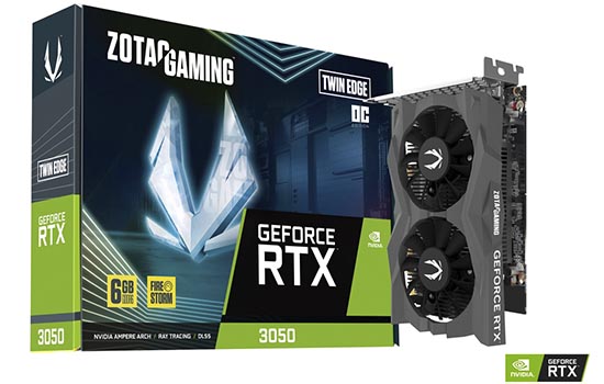 PLACA DE VIDEO GEFORCE RTX 3050 6GB ZOTAC TWIN EDGE GDDR6 DUAL FAN  GDDR6, DLSS, RAY TRACING