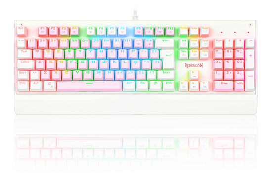 Teclado Mecânico Gamer Redragon Kala RGB, Branco e Rosa