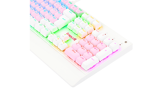 Teclado Mecânico Gamer Redragon Kala RGB, Branco e Rosa