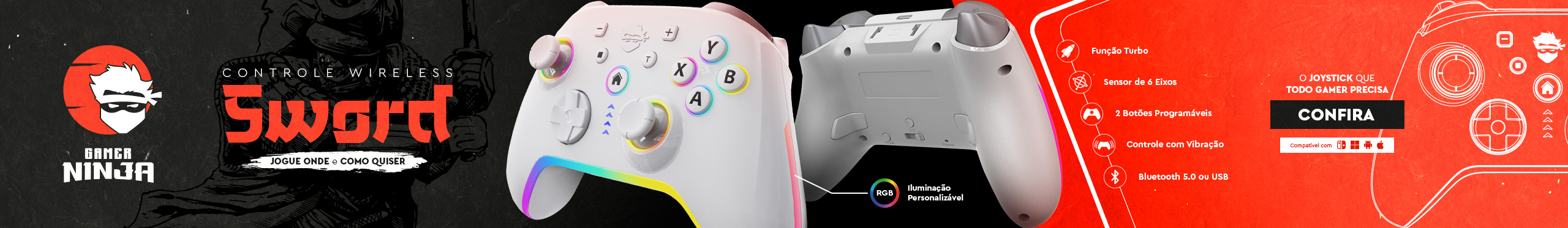Controle Gamer Ninja Sword | Maior precisão no Game. Conheça já!