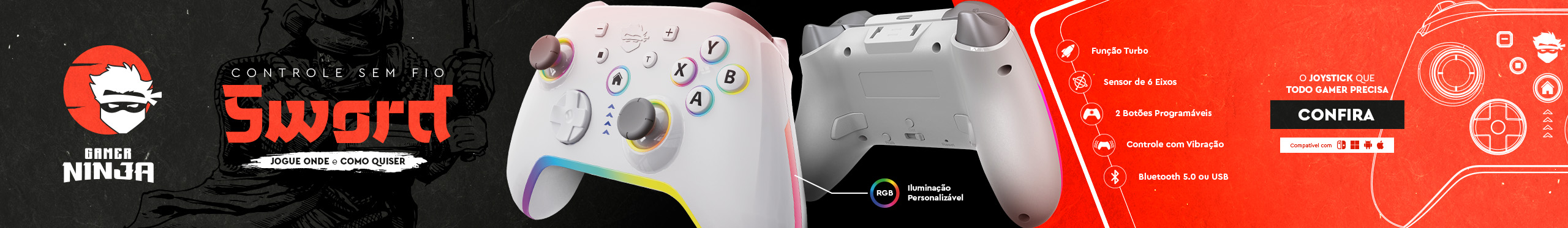 Controle Gamer Ninja Sword | Maior precisão no Game. Conheça já!