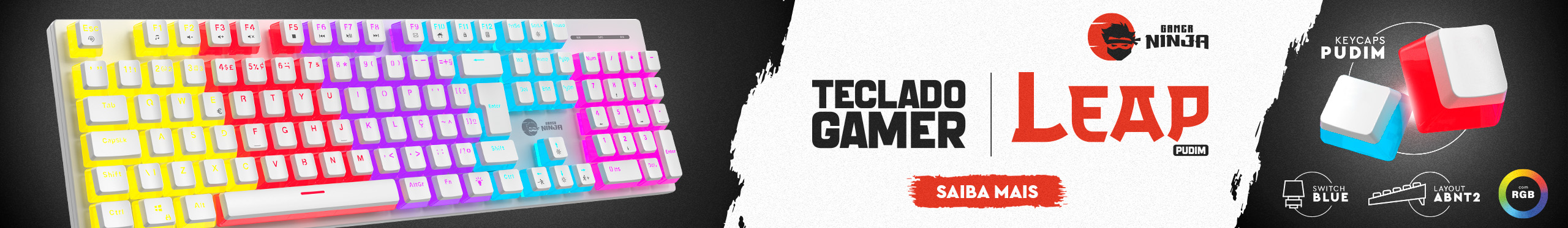 Teclado Gamer Ninja LEAP | Maior conforto durante as suas gameplays. Saiba mais!