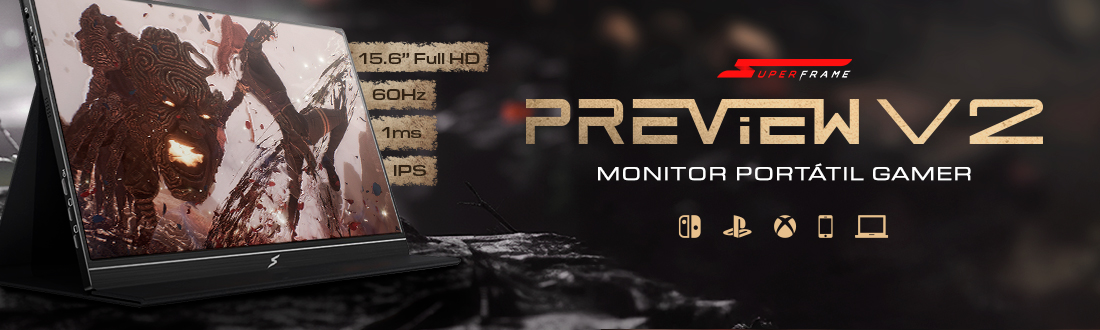 Monitor Portátil SuperFrame PreView V2 | Maior qualidade de imagem e imersão. Clica!