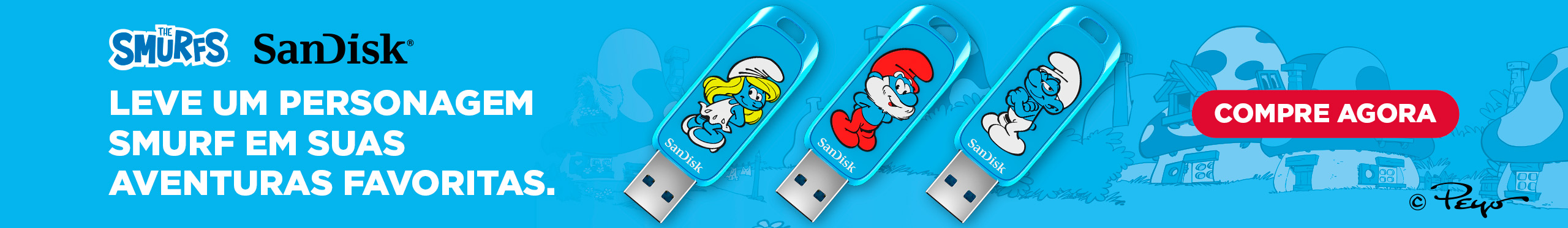 Pendrive SanDisk Smurfs| Escolha seu personagem favorito. Confira!