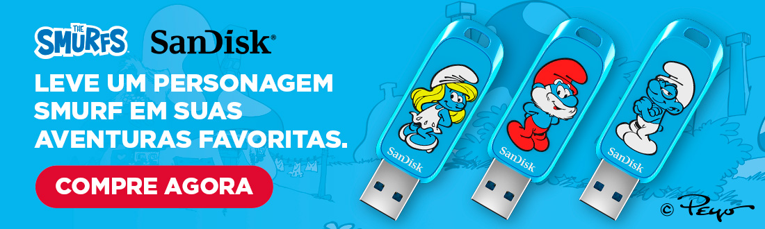 Pendrive SanDisk Smurfs| Escolha seu personagem favorito. Confira!