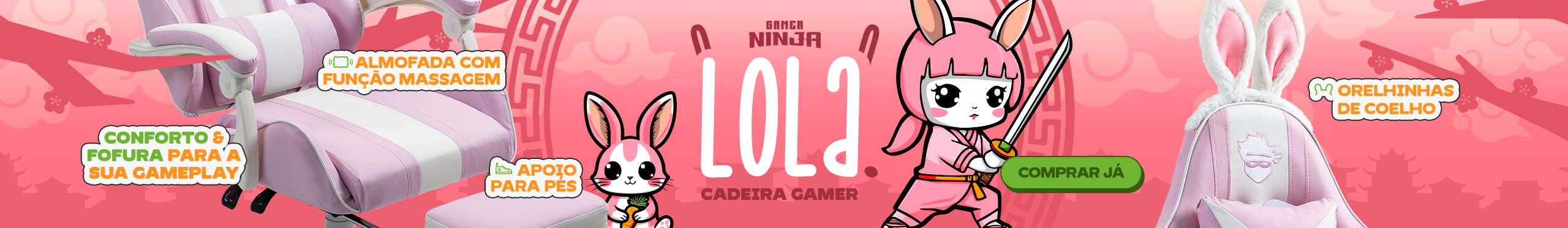 Cadeira Gamer Ninja Lola | Eleve Seu Jogo Com Conforto. Saiba mais!
