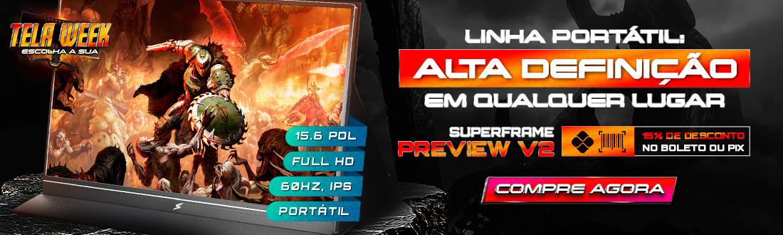 Tela Week | Monitor Portátil SuperFrame PreView V2 | Na palma das mãos. Clica!