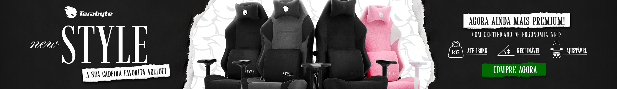 Cadeira Gamer New Style | Mais estilo para sua gameplay. Veja mais!
