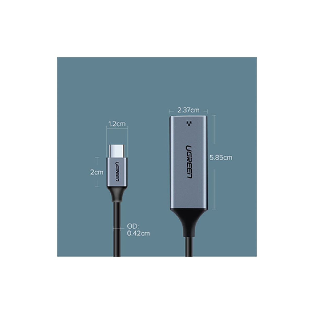 Adaptador Ugreen, USB-C Para Ethernet, Cinza, CM199, 50737