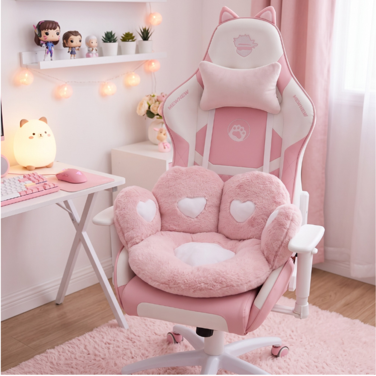 Almofada Gamer Ninja Soft Kitty, Rosa e Branco, GN-CN-PWS50C