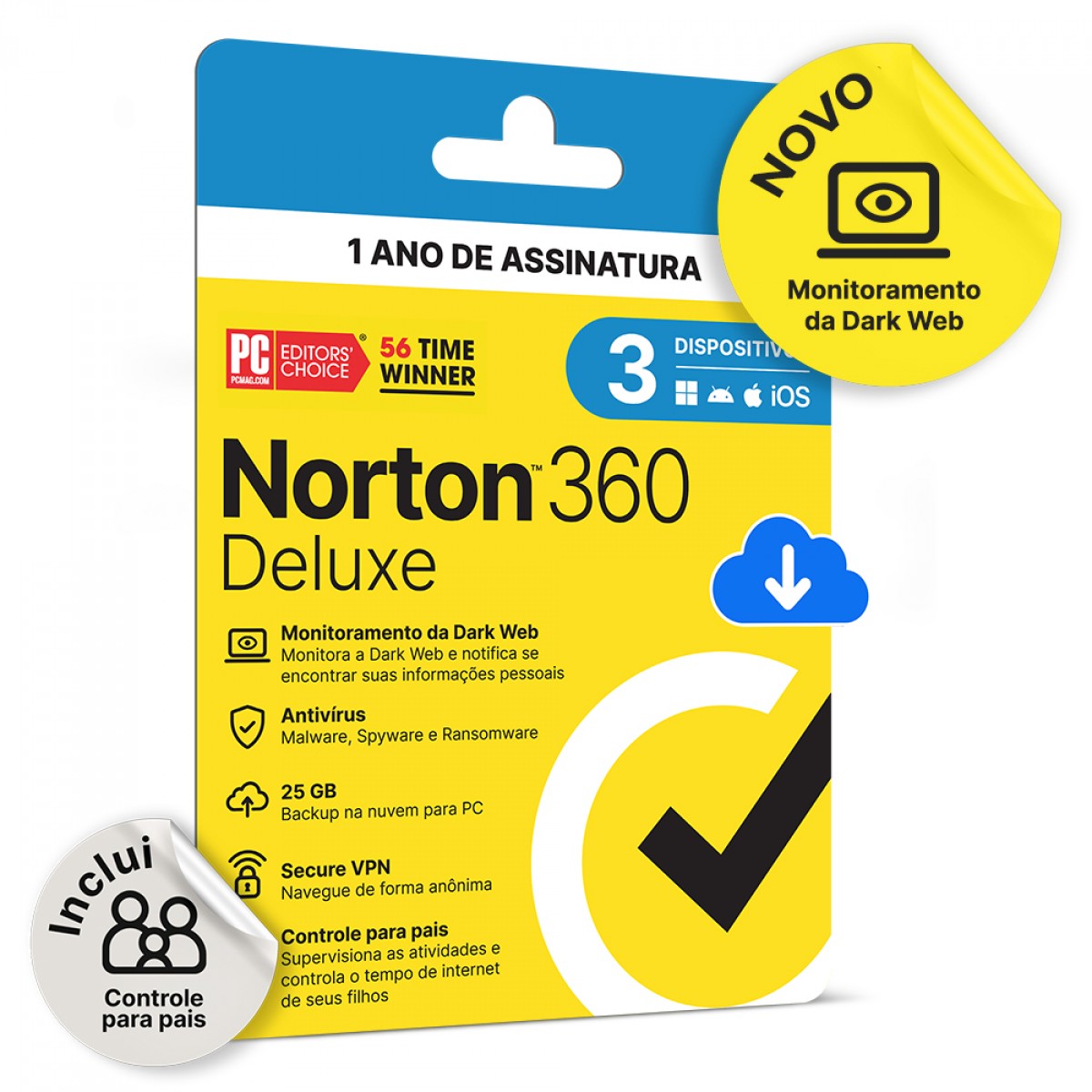 Antivírus Norton 360 Deluxe, 3 Dispositivos, 12 Meses ESD, 21405649