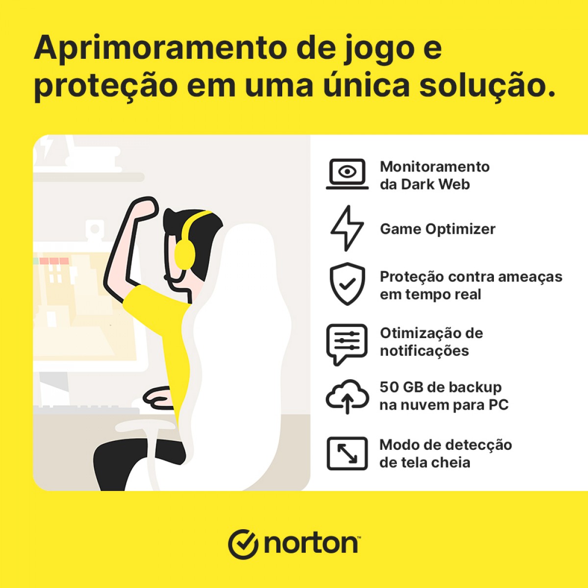 Antivírus Norton 360 For Gamers, 3 Dispositivos, 12 Meses, Digital para Download, 21430713