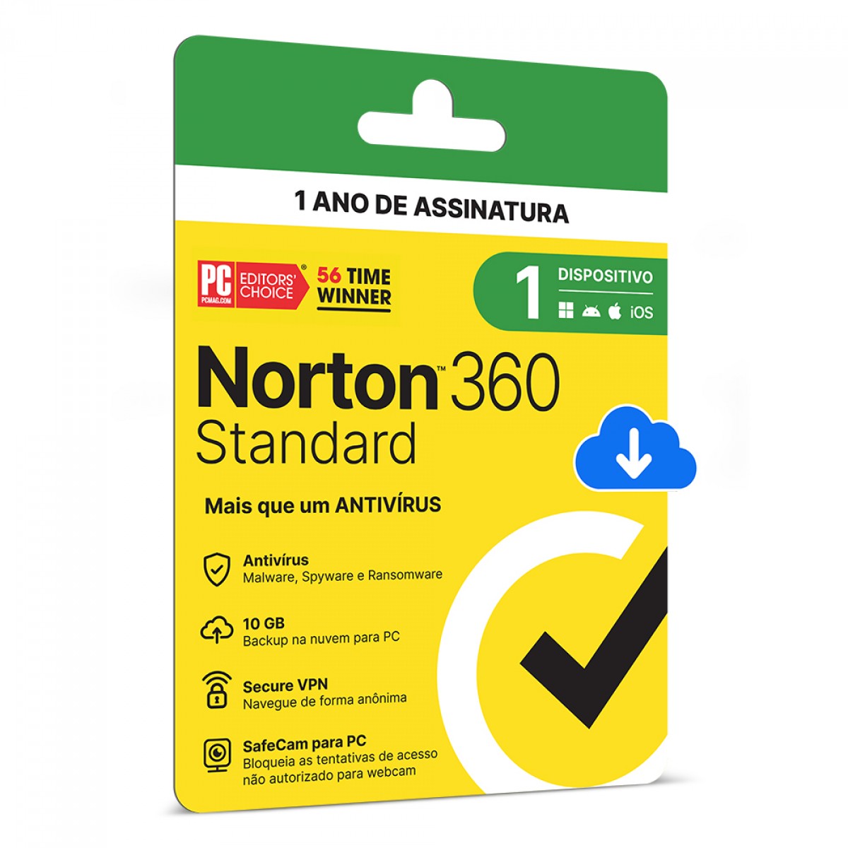 Antivírus Norton 360 Standard, 1 Dispositivos, 12 Meses, Digital para Download, 21430735
