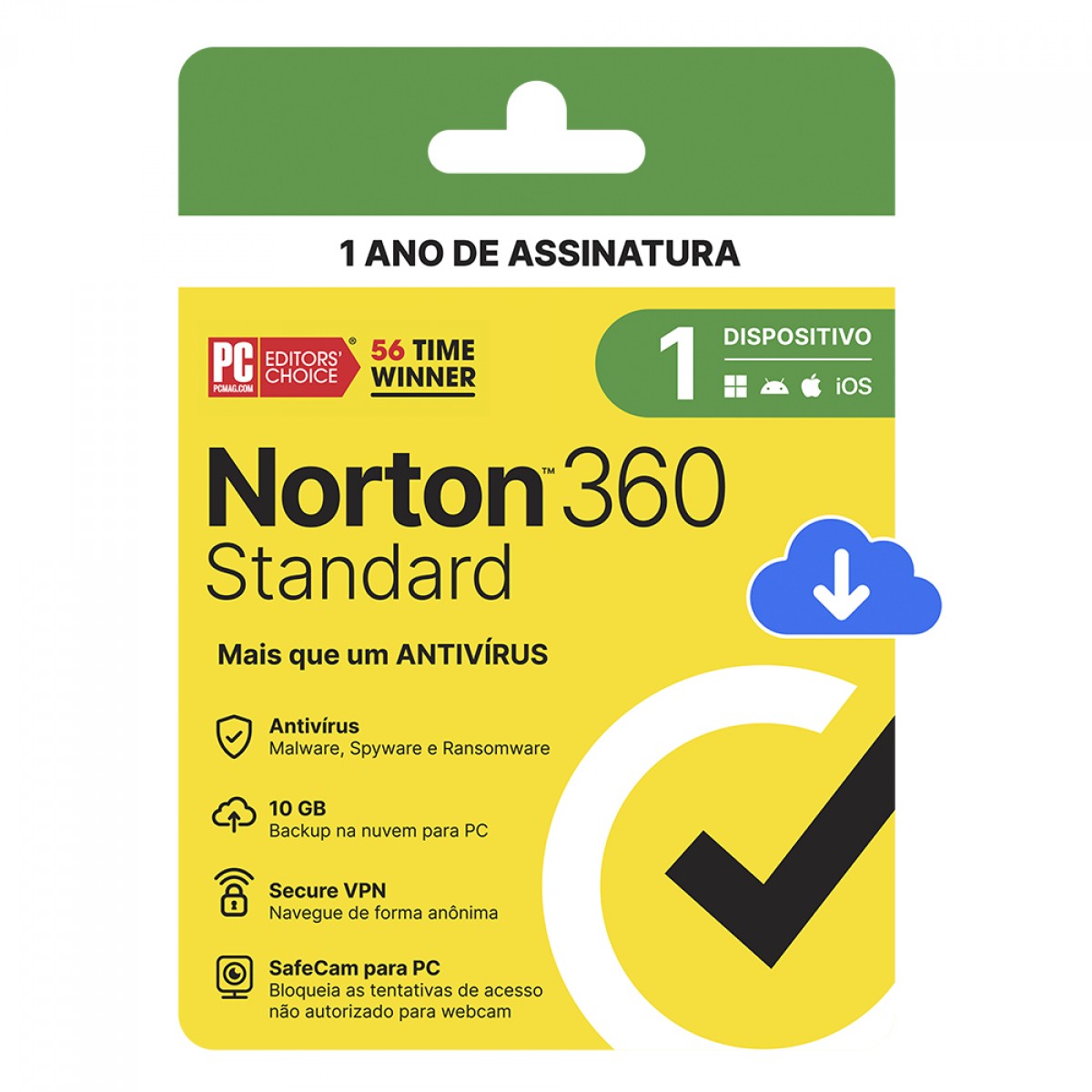 Antivírus Norton 360 Standard, 1 Dispositivos, 12 Meses, Digital para Download, 21430735