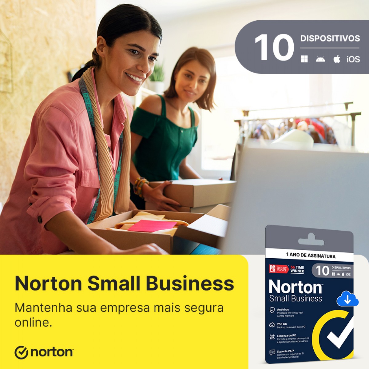 Antivírus Norton Small Business 250GB, 10 Dispositivos, 12 Meses ESD, 21460352