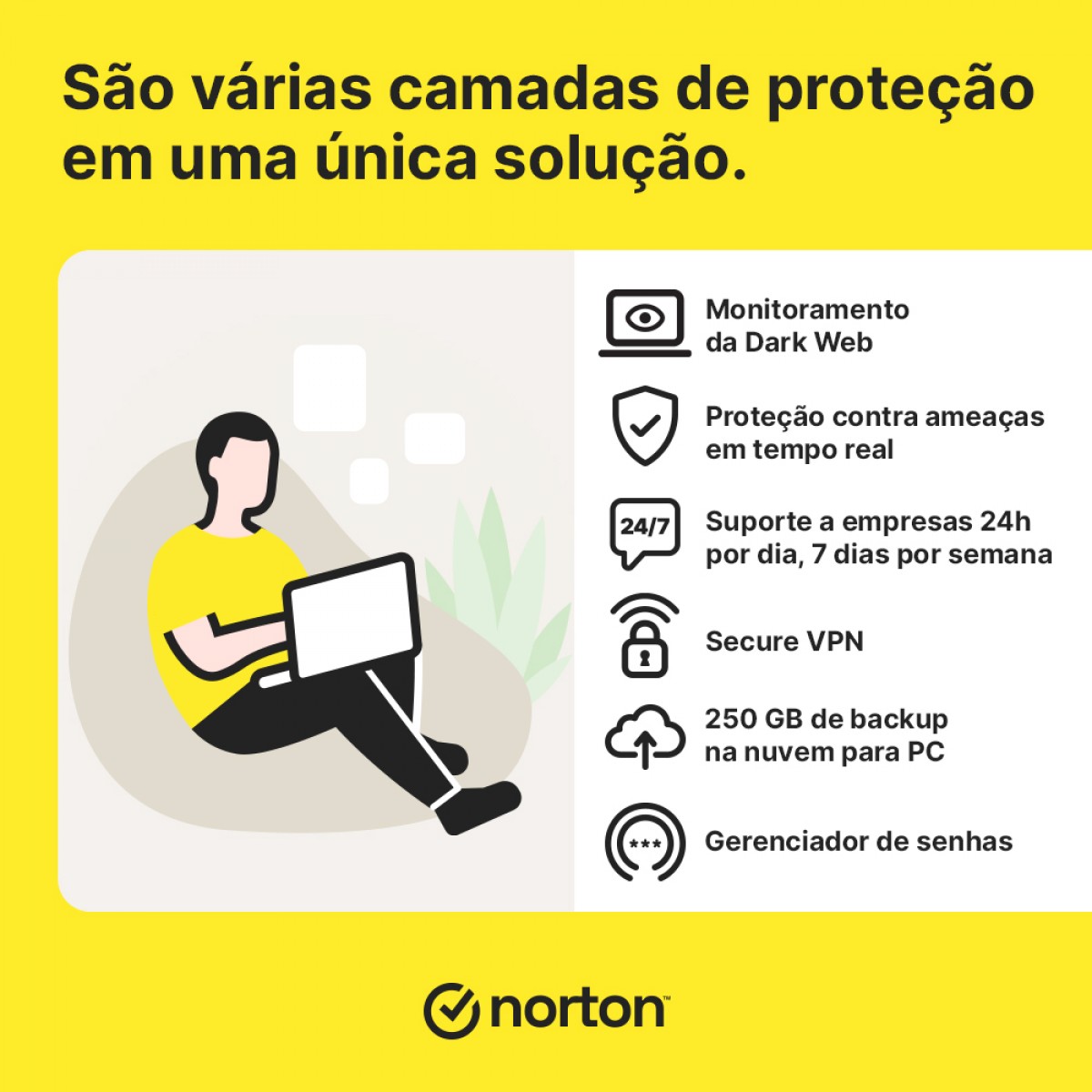Antivírus Norton Small Business 250GB, 10 Dispositivos, 12 Meses ESD, 21460352