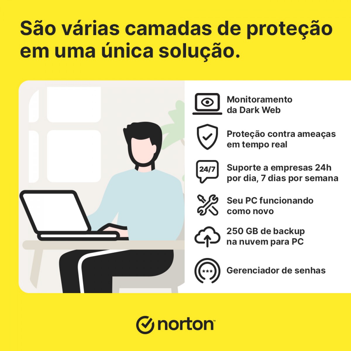 Antivírus Norton Small Business 250GB, 20 Dispositivos, 12 Meses ESD, 21460349