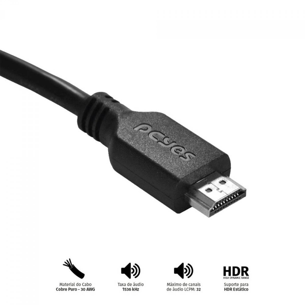Cabo HDMI 2.0 PCYES, 4k 60Hz, 2m, PHM20-2