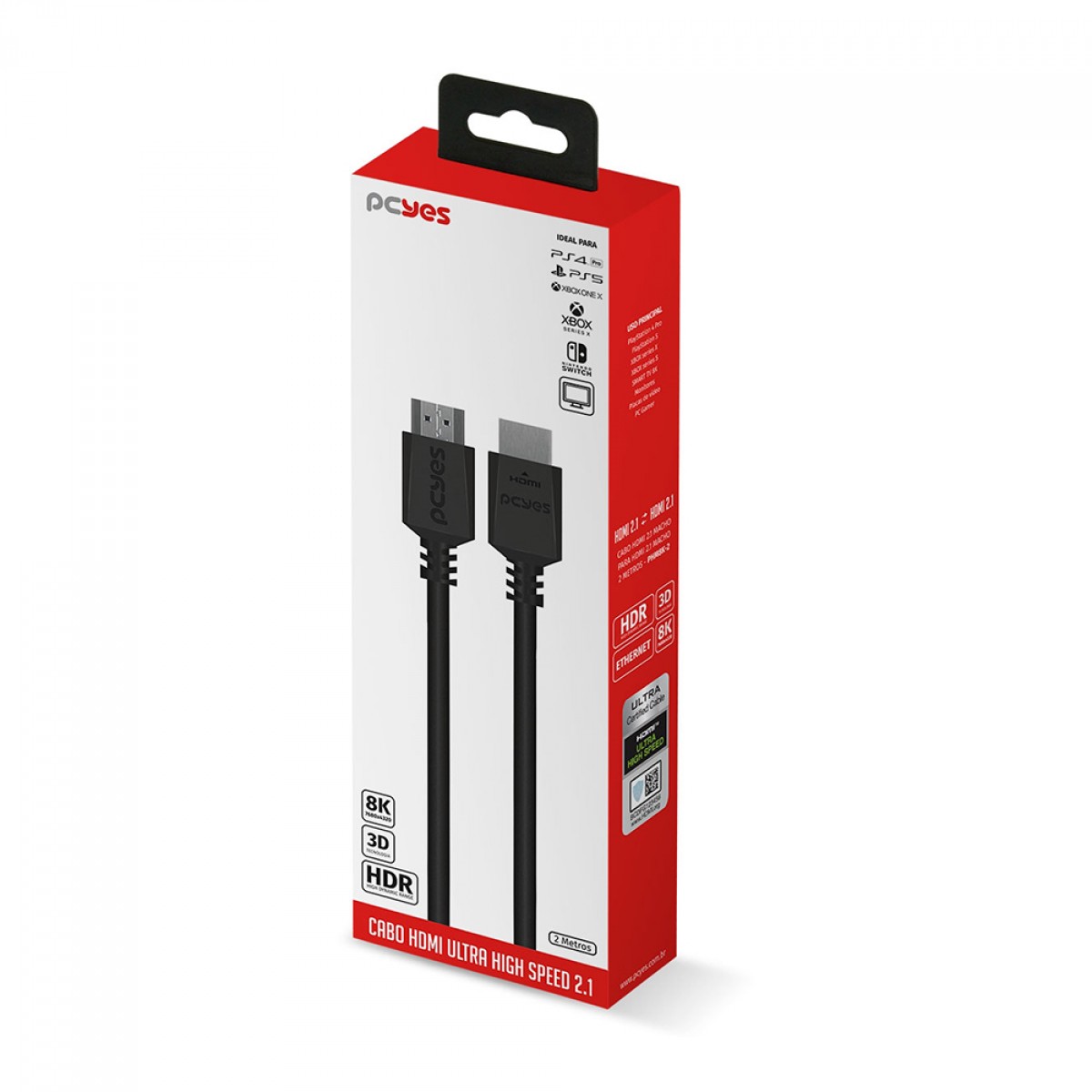 Cabo HDMI Ultra Speed 2.1 PCYes, 8K, 2m, PHM8K-2