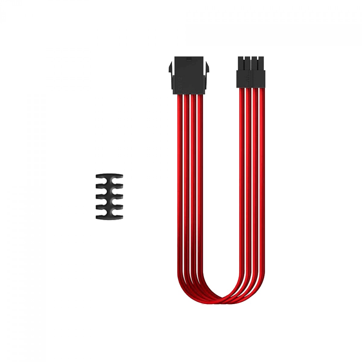 Cabo Sleeved DeepCool, 8 Pinos, 30cm, Vermelho, DP-EC300-CPU8P-RD