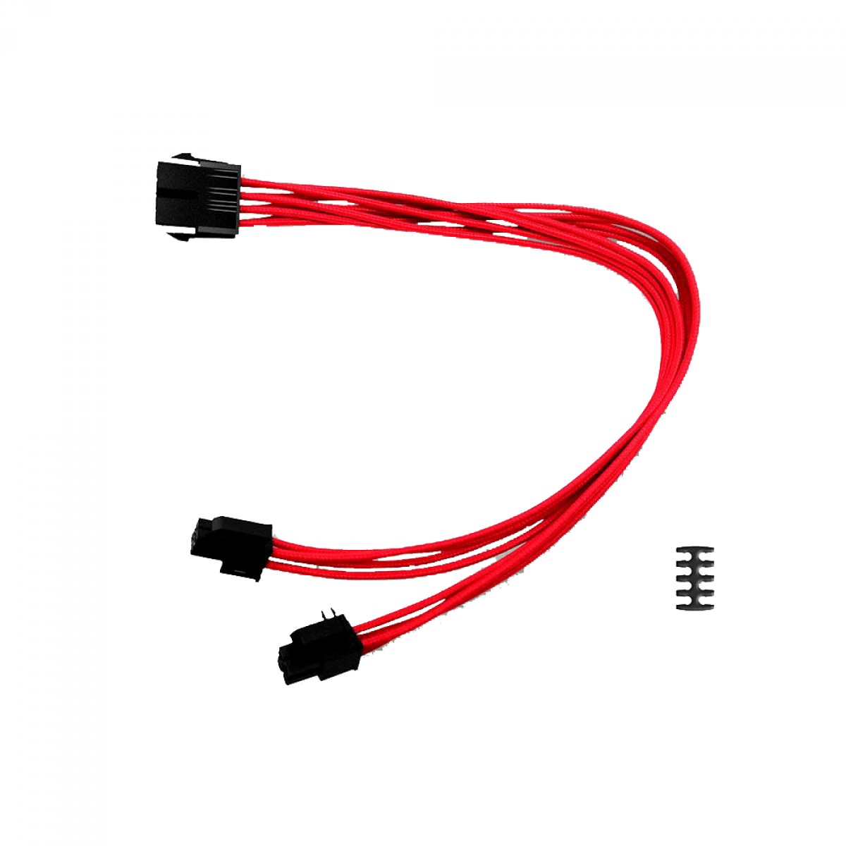 Cabo Sleeved DeepCool, 8 Pinos, 30cm, Vermelho, DP-EC300-CPU8P-RD