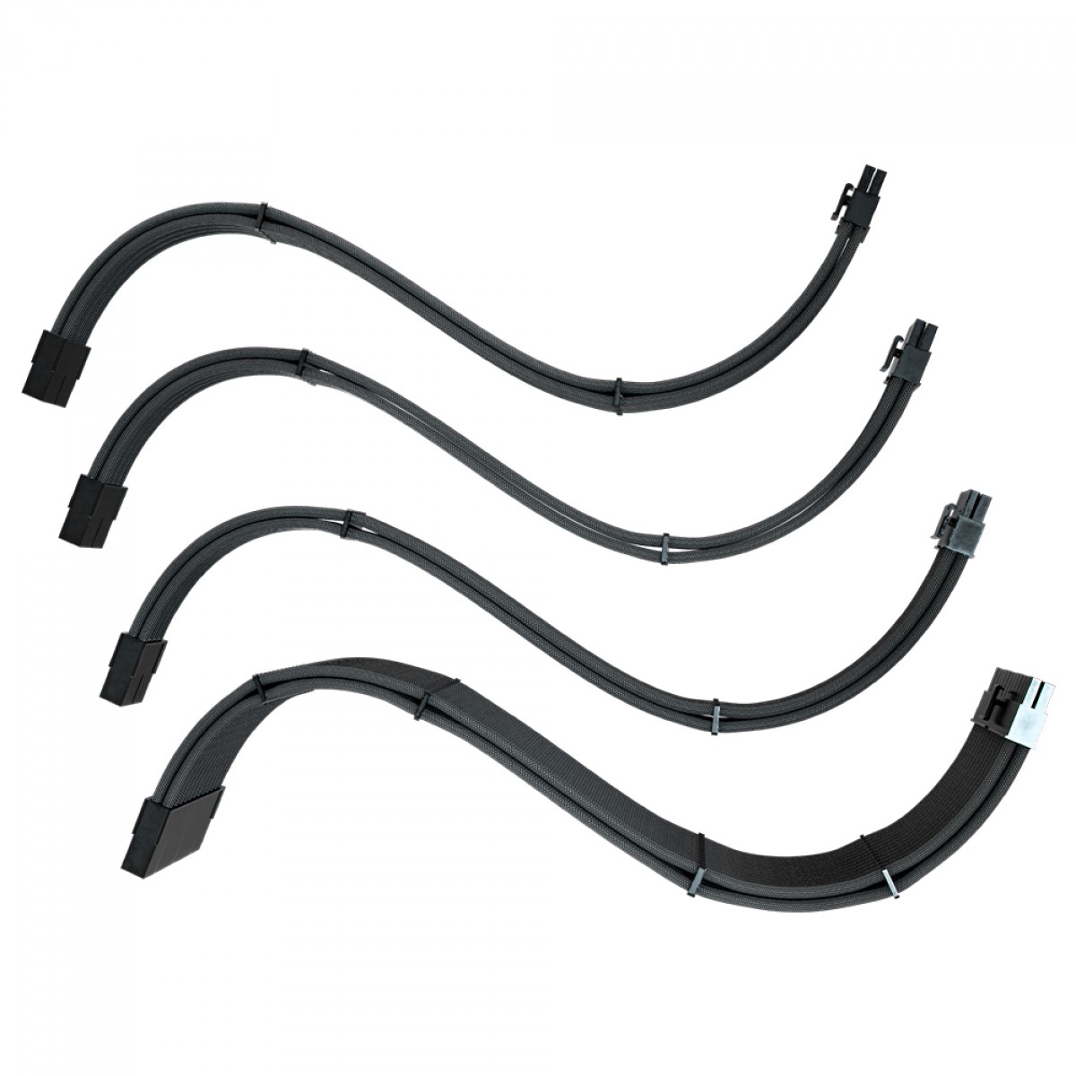 Cabos Extensores Sleeved Rise Mode, 30cm, Banhado a Ouro, Preto, RM-SL-FB