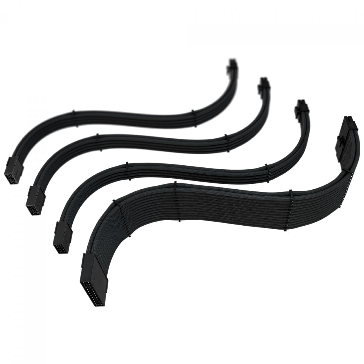 Cabos Extensores Sleeved Rise Mode, 30cm, Banhado a Ouro, Preto, RM-SL-FB