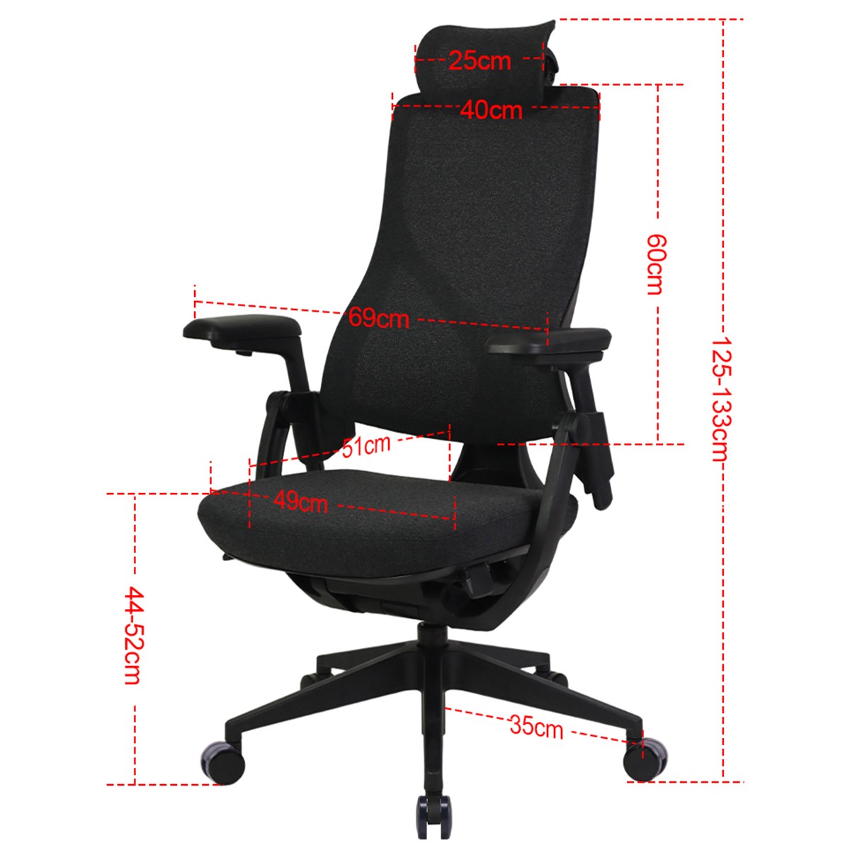 Cadeira de Escritório Dr. Office Adapt Plus, Ajustável, Tecido, 3D, Reclinável, Preta, DR-CH-APR3DBF