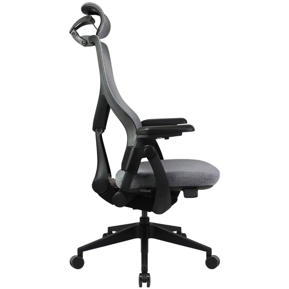 Cadeira de Escritório Dr. Office Adapt Plus, Ajustável, Tecido, 3D, Reclinável, Preta e Cinza, DR-CH-APR3DBGF