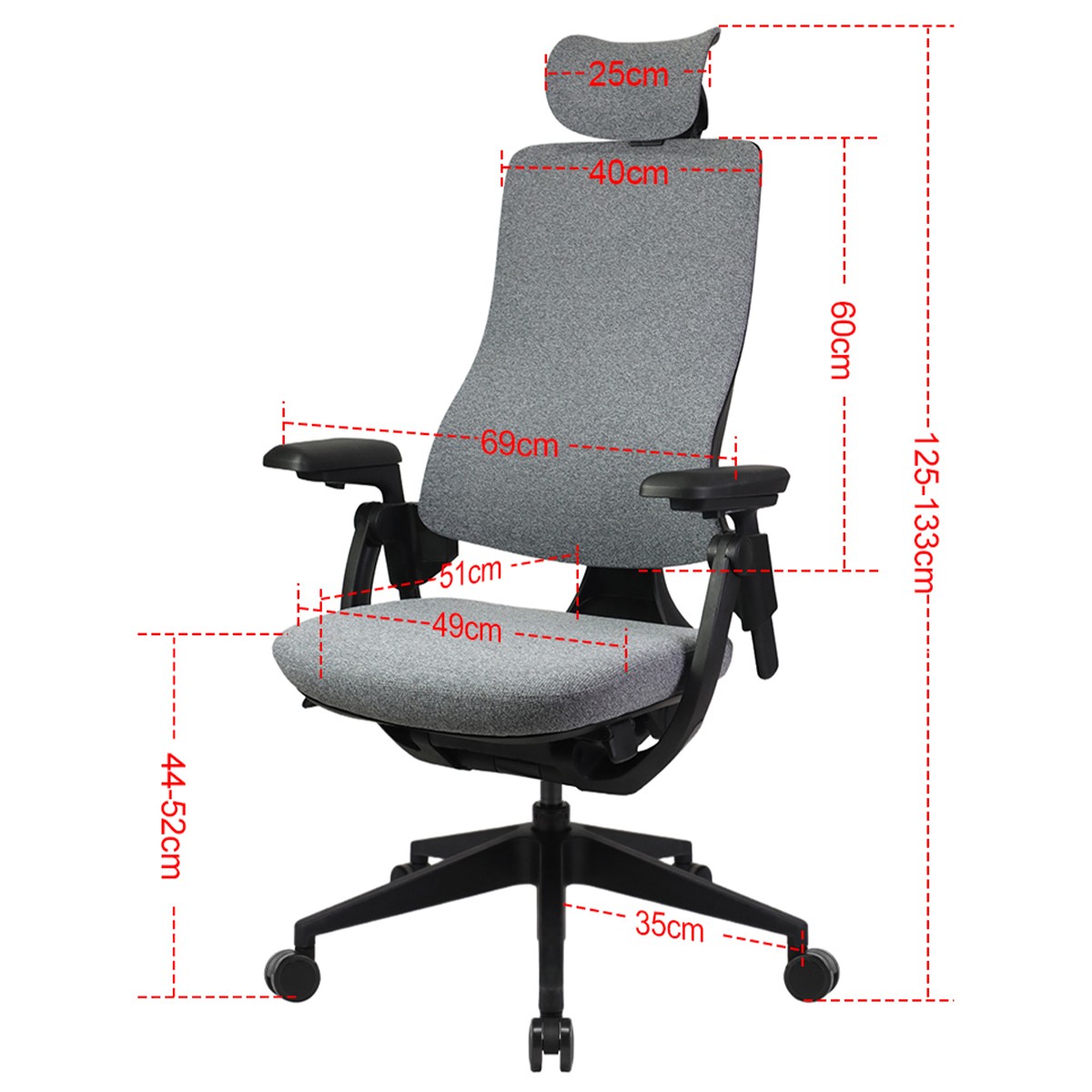 Cadeira de Escritório Dr. Office Adapt Plus, Ajustável, Tecido, 3D, Reclinável, Preta e Cinza, DR-CH-APR3DBGF