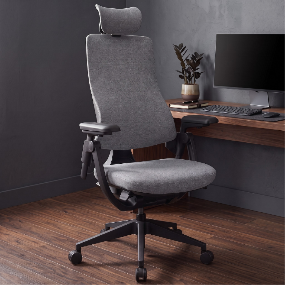 Cadeira de Escritório Dr. Office Adapt Plus, Ajustável, Tecido, 3D, Reclinável, Preta e Cinza, DR-CH-APR3DBGF