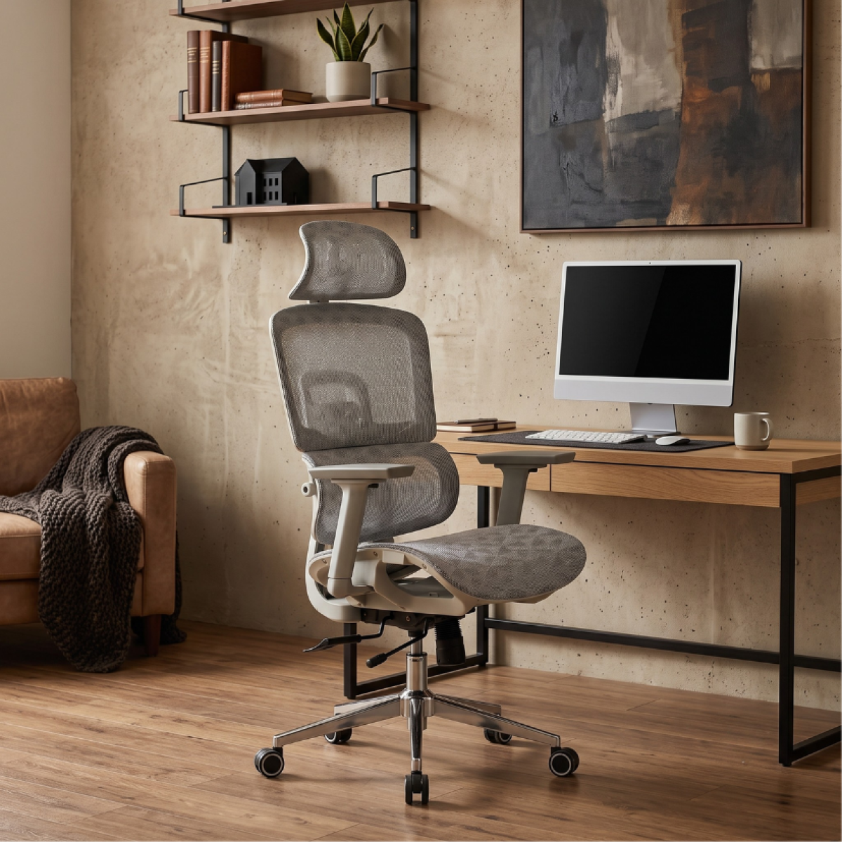 Cadeira de Escritório Dr. Office Business Pro, Cinza, Mesh, 3D, Altura Ajustável, DR-CH-BPR3DGH