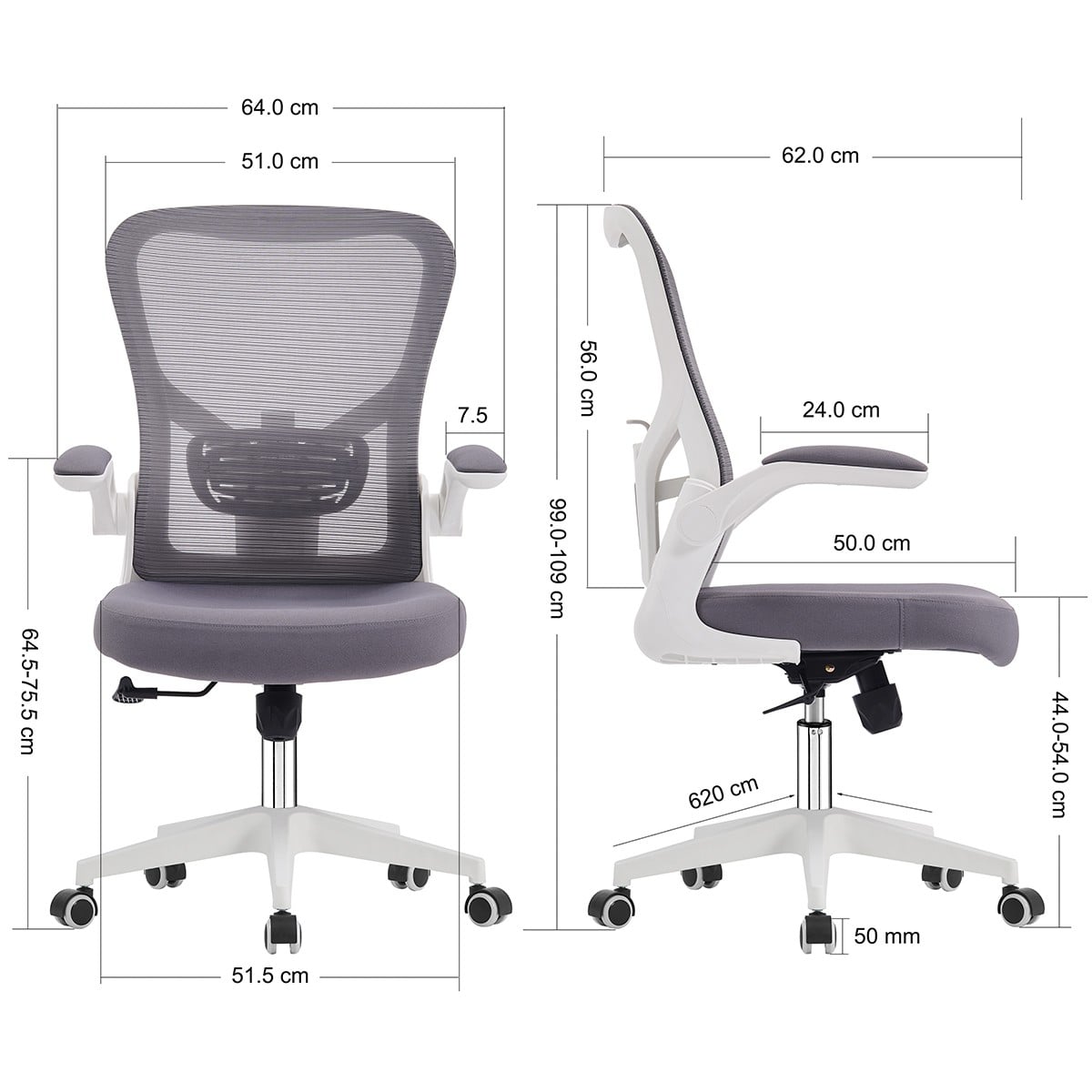 Cadeira de Escritório Dr. Office Daily, Mesh, Altura Ajustável, Suporta até 130kg, Cinza, DR-CH-DLR1DGF