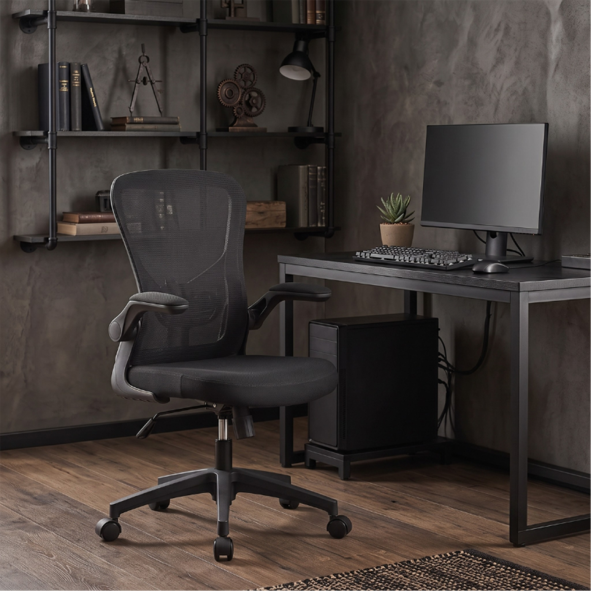 Cadeira de Escritório Dr. Office Daily, Mesh, Altura Ajustável, Suporta até 130kg, Preta, DR-CH-DLR1DBF