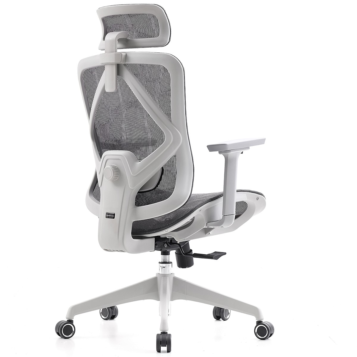 Cadeira de Escritório Dr. Office Ergo, Mesh, 3D, Altura Ajustável, Branco e Cinza, DR-CH-EGR3DWGF